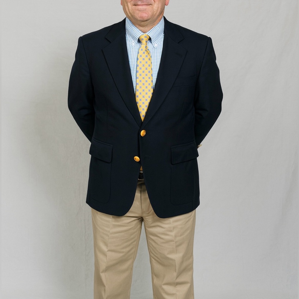 Palm Beach Blazer Dark Blue Gold Metal Buttons Mens 40S Jacket Coat